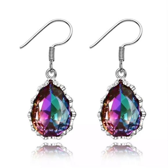 Gorgeous 925 Silver Drop Earrings  Mystic Topaz - Picture 2 of 5